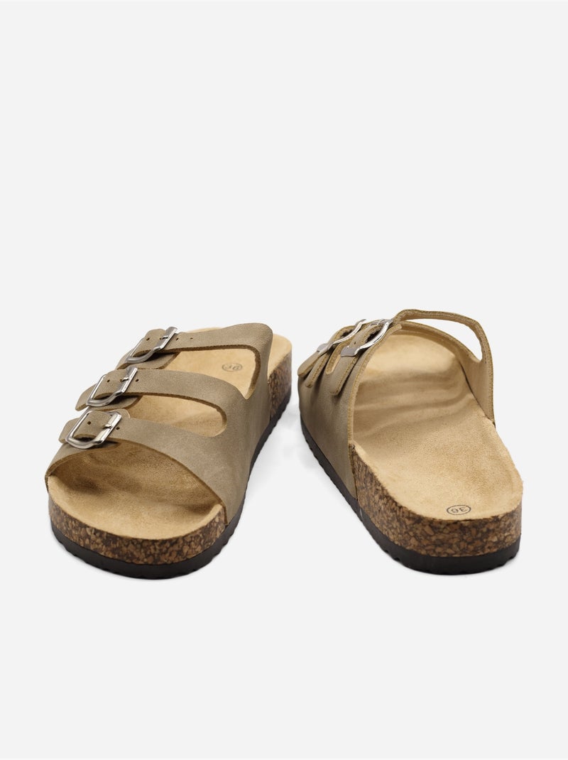 Mules a triplo cinturino Tortora - Kiabi