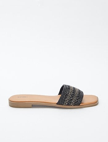 Mules basse con cinturini effetto paglia