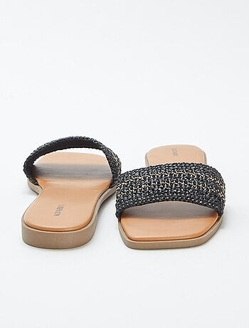 Mules basse con cinturini effetto paglia