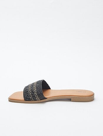 Mules basse con cinturini effetto paglia
