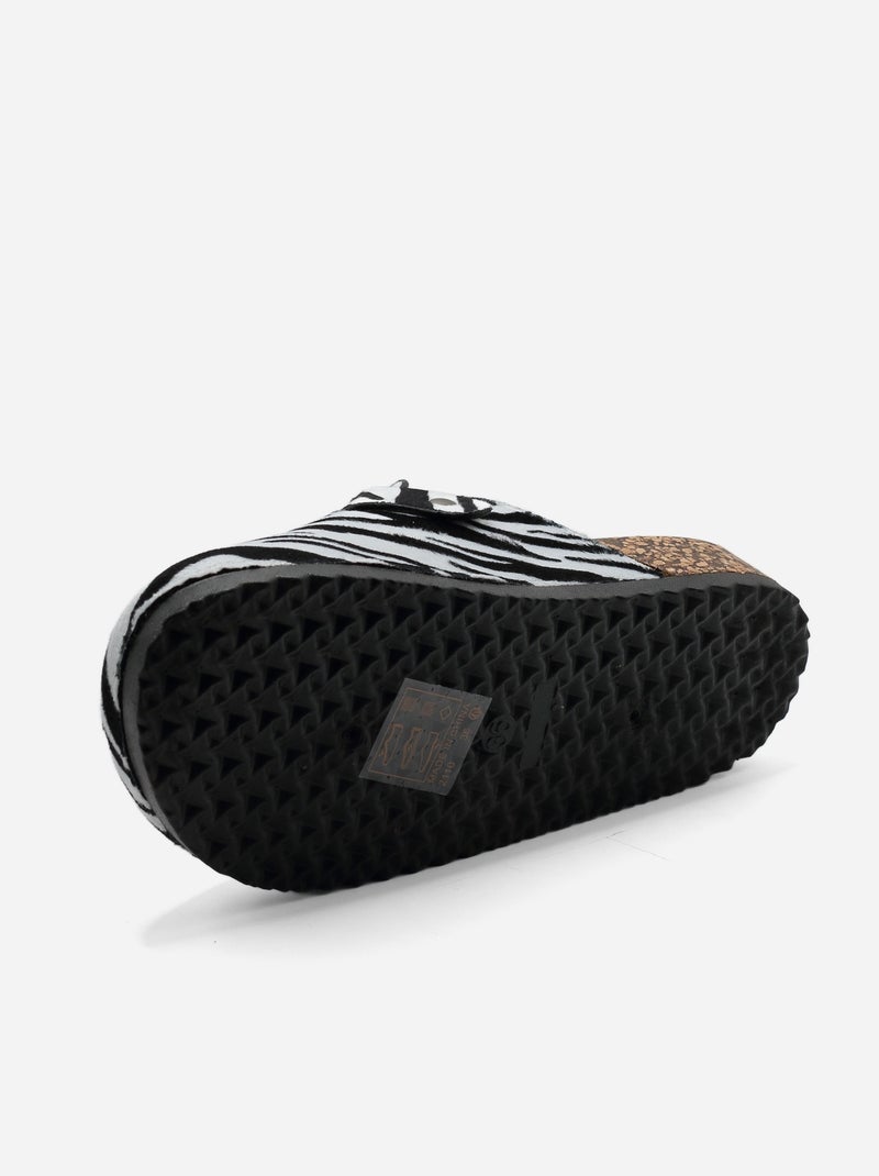 Mules cinturino incrociato Bianco Nero - Kiabi