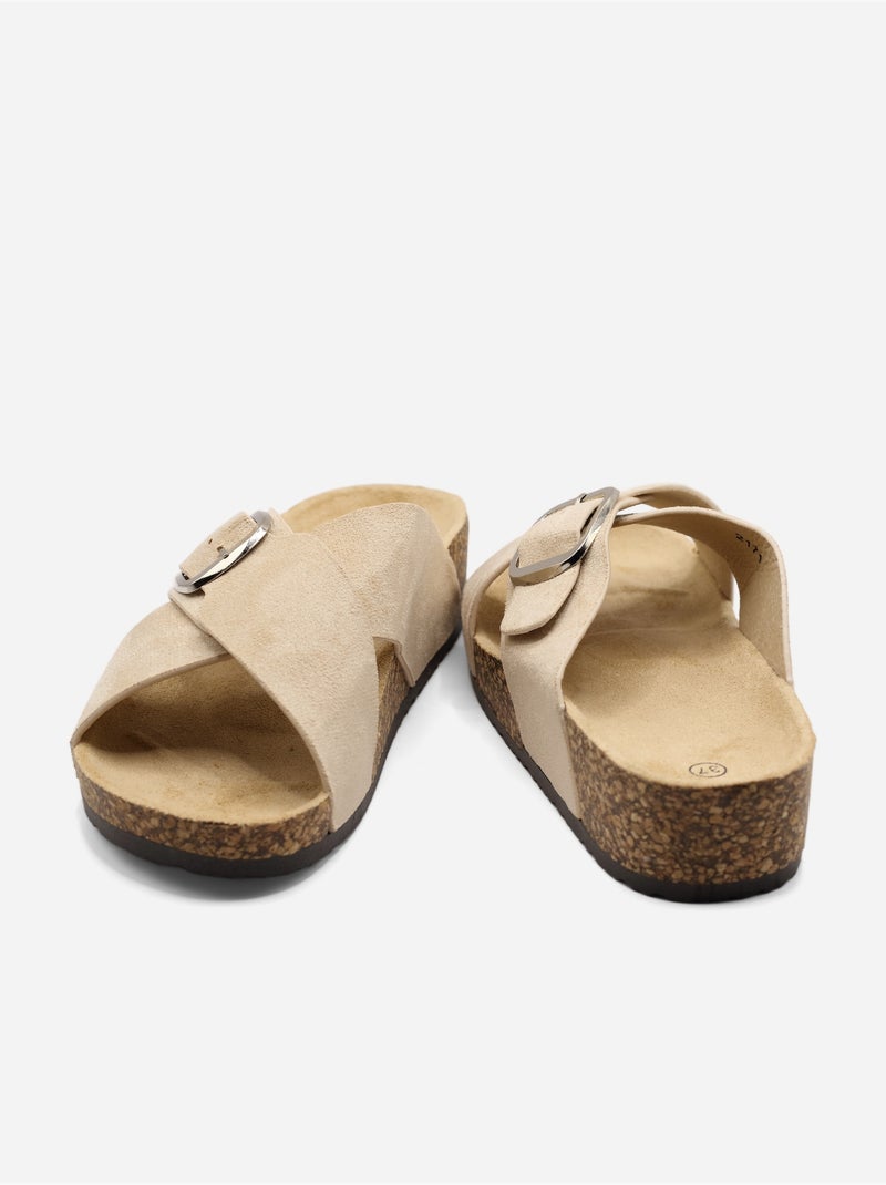 Mules con cinturini incrociati Beige - Kiabi