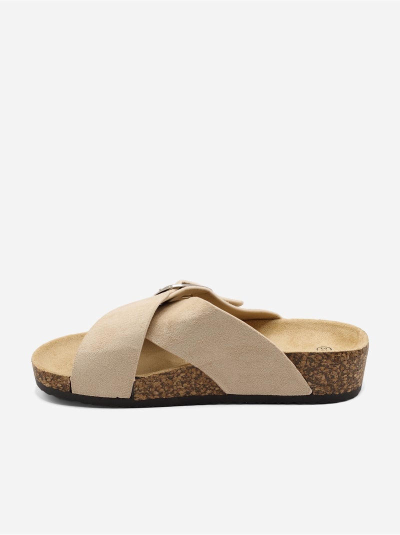 Mules con cinturini incrociati Beige - Kiabi