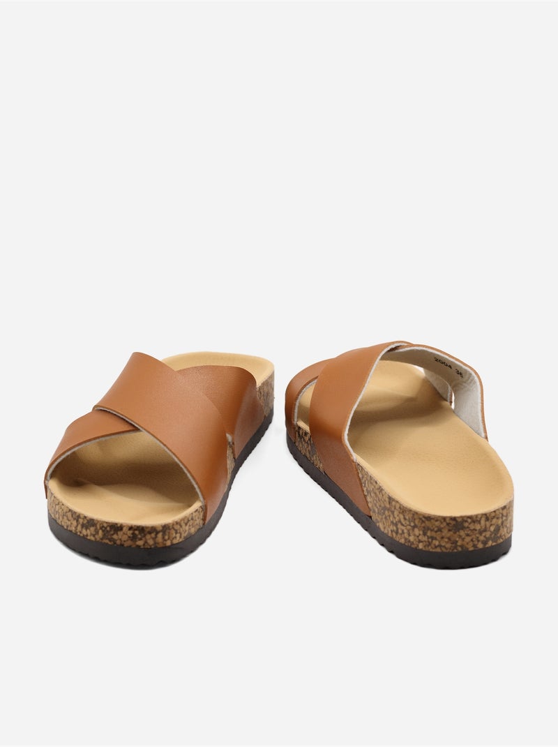 Mules con cinturini incrociati Cammello - Kiabi