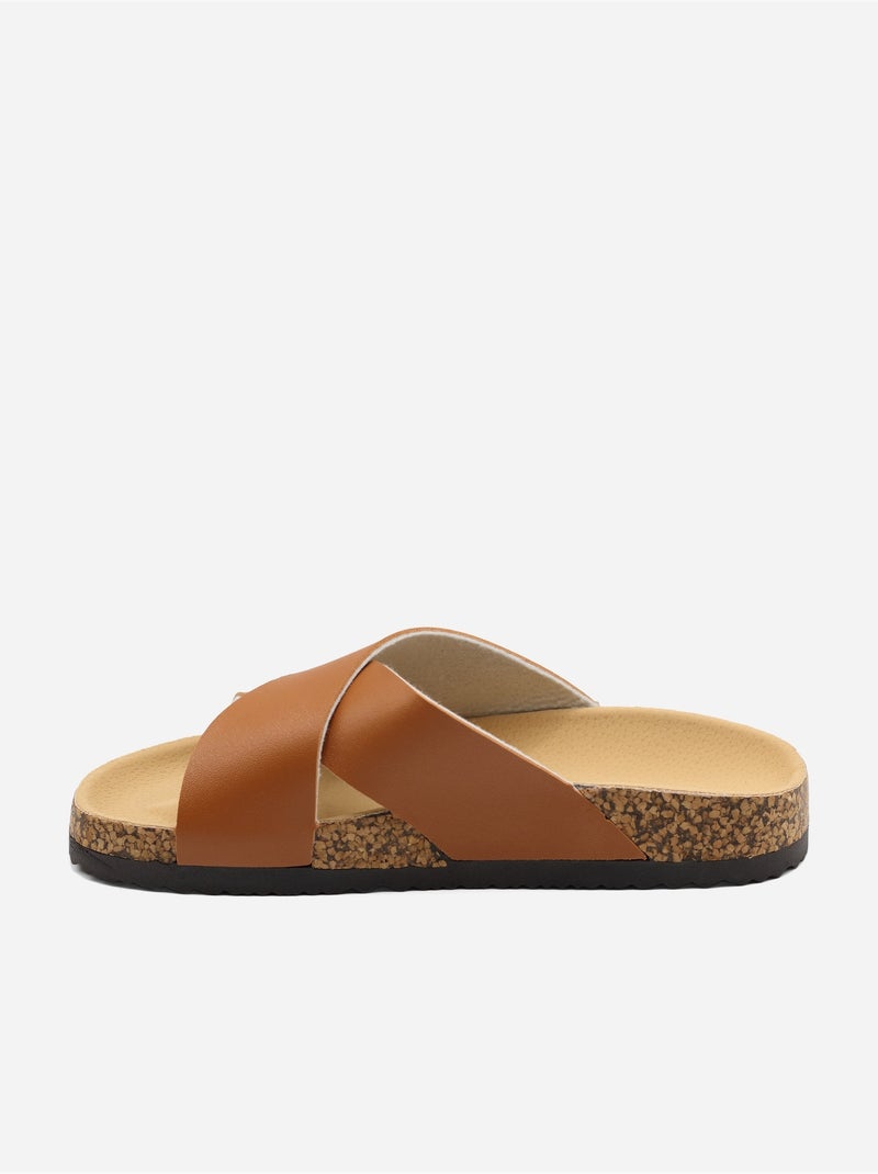 Mules con cinturini incrociati Cammello - Kiabi