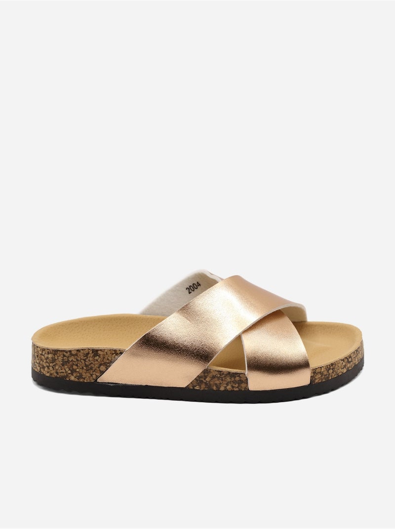 Mules con cinturini incrociati Champagne - Kiabi