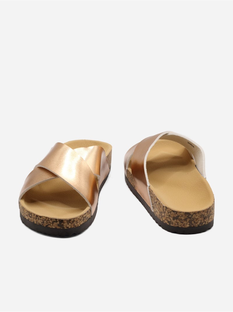 Mules con cinturini incrociati Champagne - Kiabi