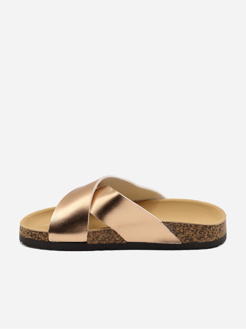 Mules con cinturini incrociati Champagne - Kiabi