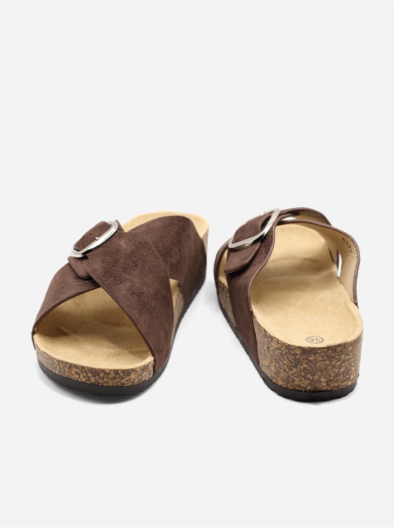 Mules con cinturini incrociati Marrone - Kiabi