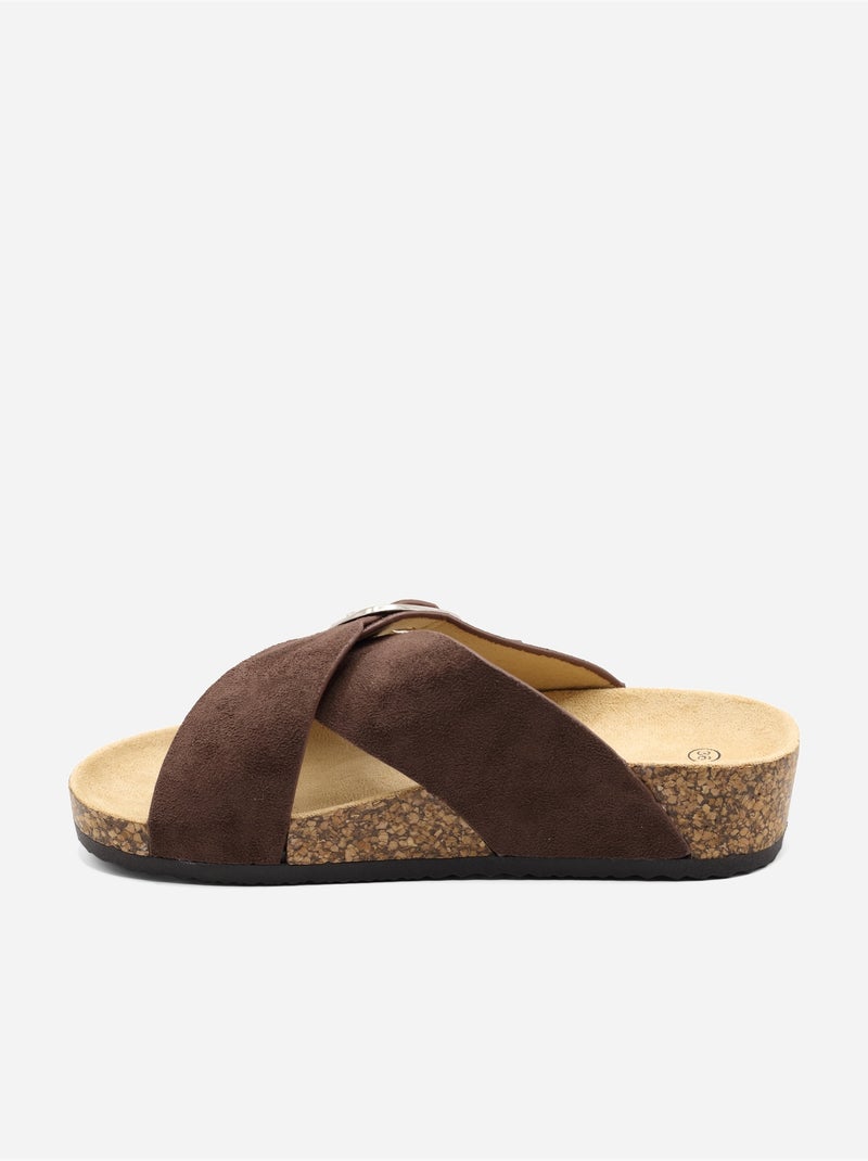 Mules con cinturini incrociati Marrone - Kiabi