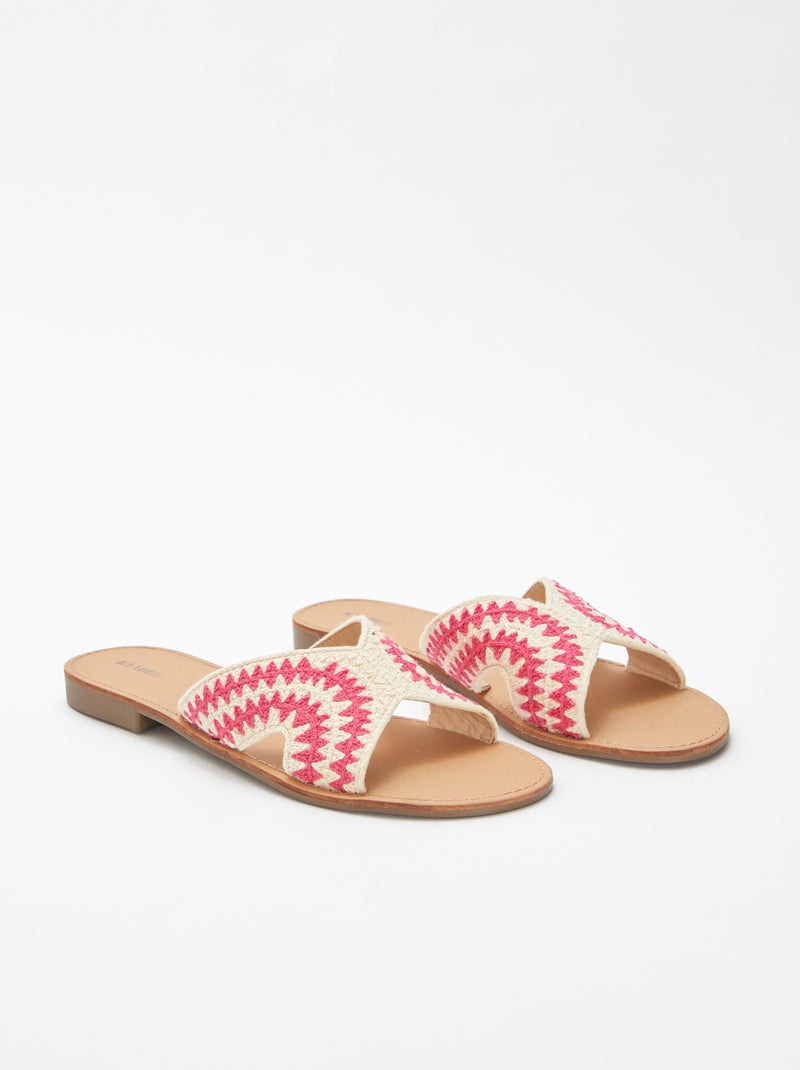 Mules con cinturino in macramé BEIGE - Kiabi