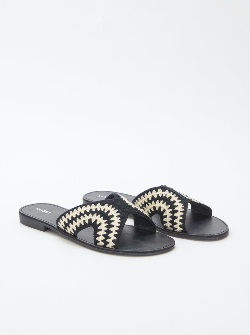 Mules con cinturino in macramé NERO - Kiabi