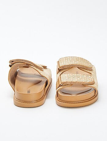 Mules con doppi cinturini in paglia
