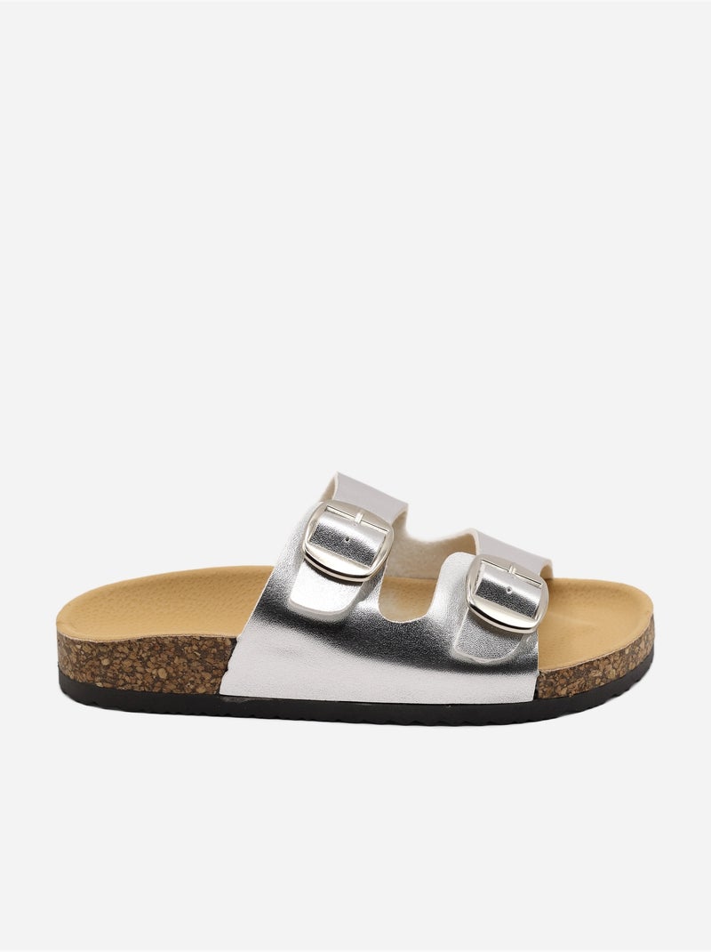 Mules con doppio cinturino Argento - Kiabi