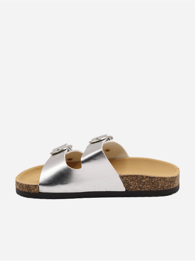 Mules con doppio cinturino Argento - Kiabi