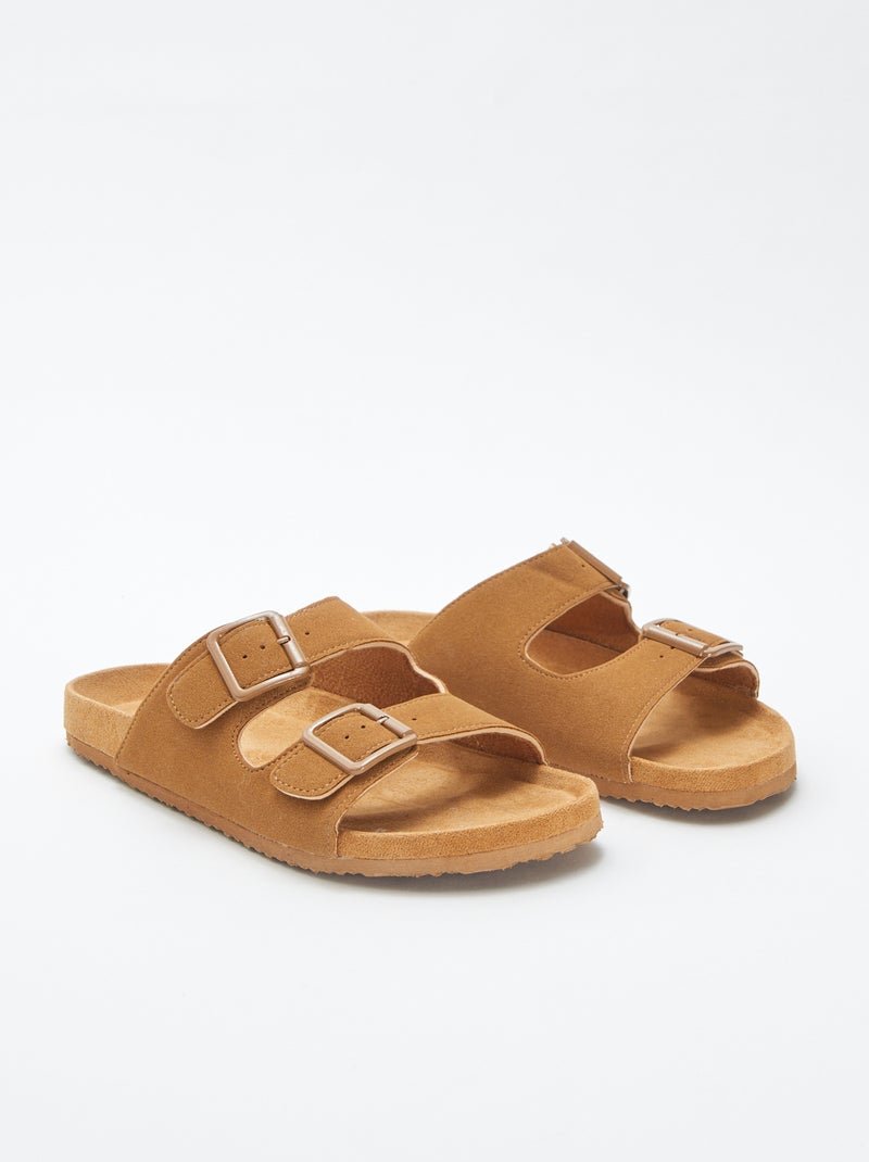Mules con doppio cinturino e fibbie MARRONE - Kiabi