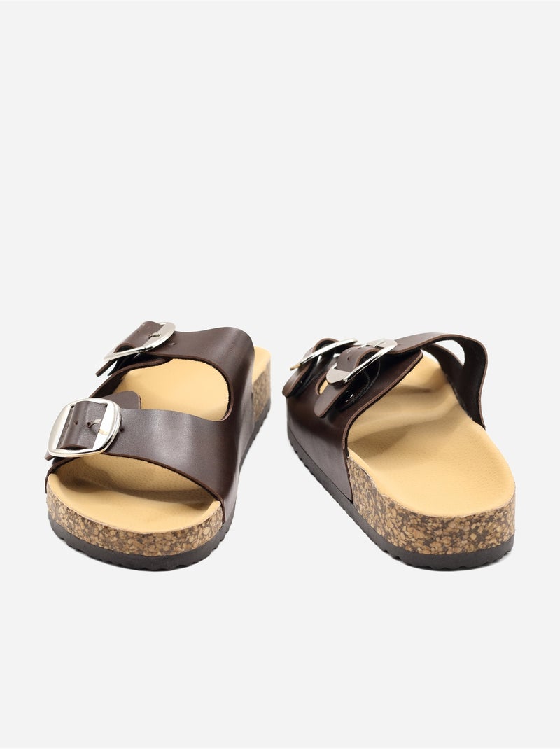 Mules con doppio cinturino Marrone scuro - Kiabi