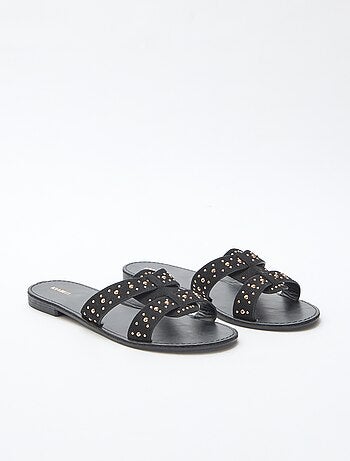 Mules con fascia in macramè lucido