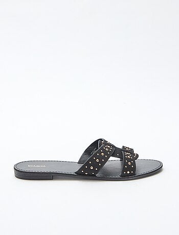 Mules con fascia in macramè lucido