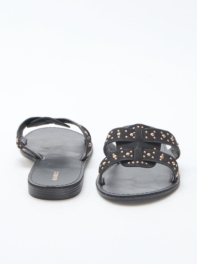 Mules con fascia in macramè brillante Nero - Kiabi
