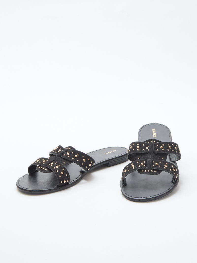 Mules con fascia in macramè brillante Nero - Kiabi
