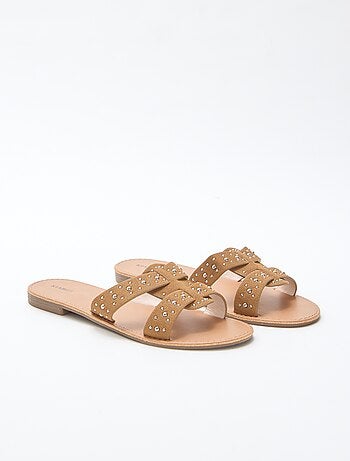 Mules con fascia in macramè lucido