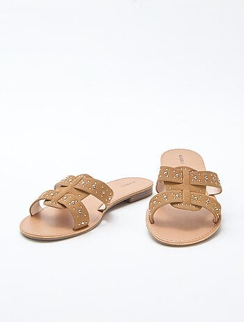 Mules con fascia in macramè lucido