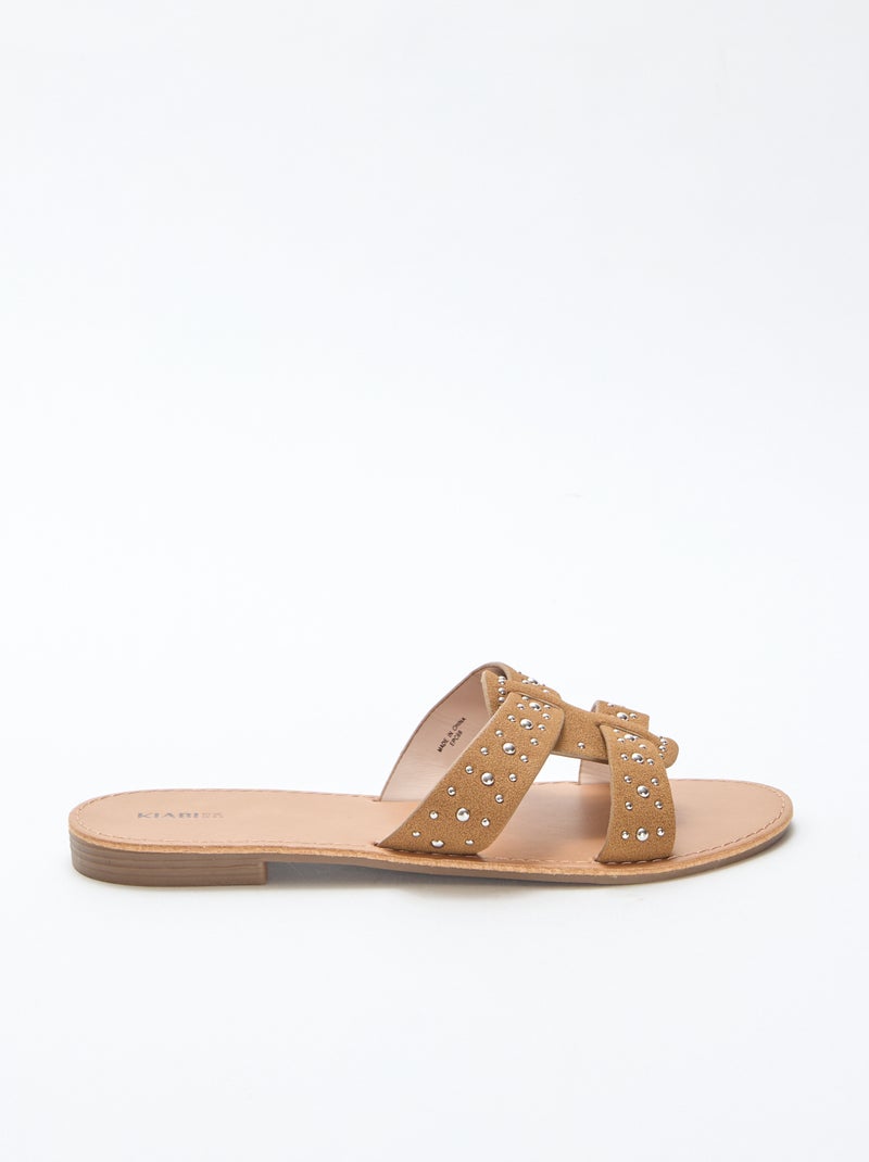 Mules con fascia in macramè lucido Marrone - Kiabi