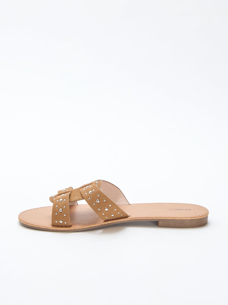 Mules con fascia in macramè lucido Marrone - Kiabi