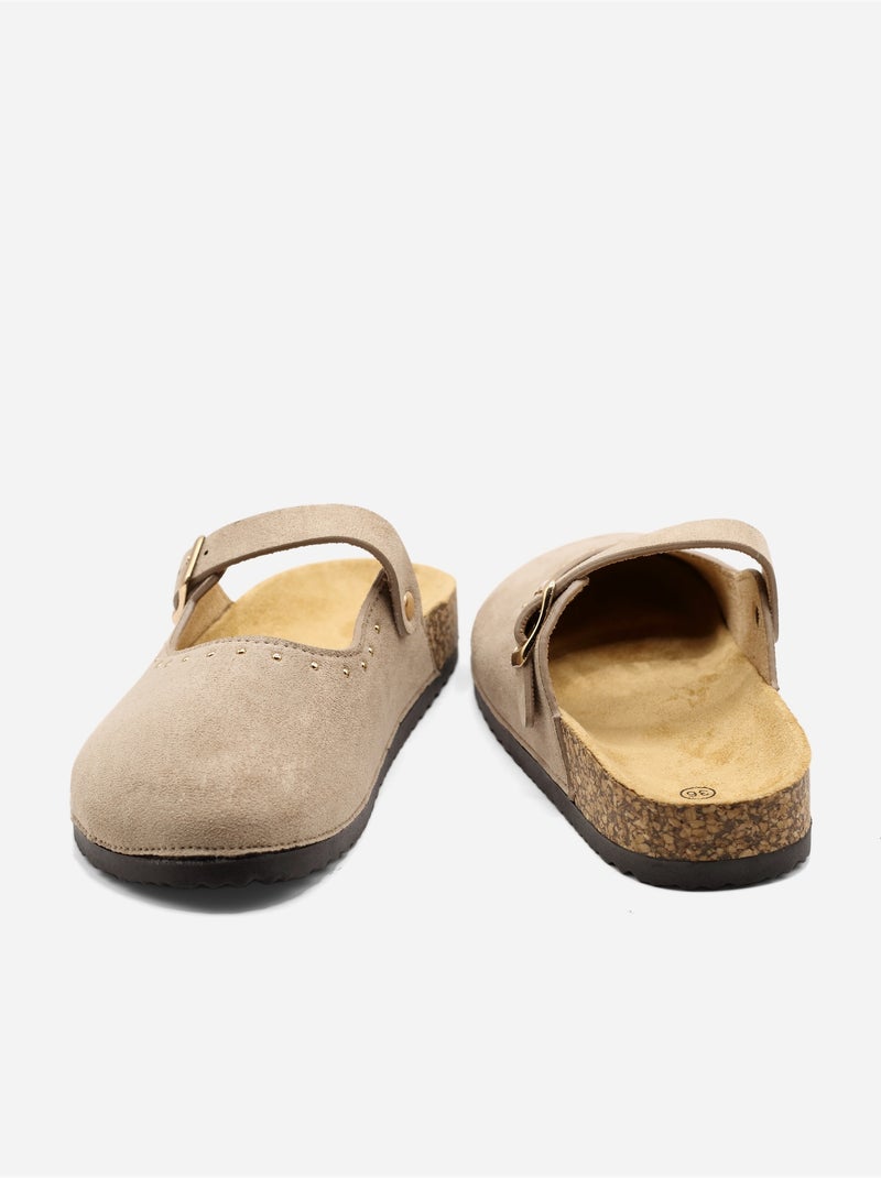 Mules con fibbia borchiata Tortora - Kiabi