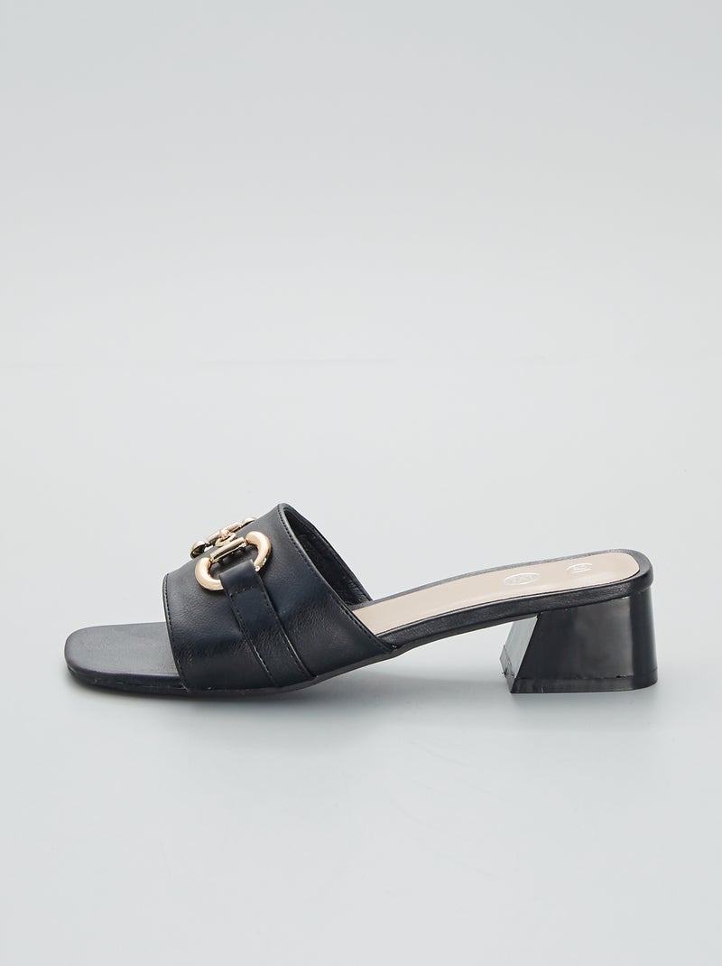 Mules con tacco e morsetti dorati nero - Kiabi