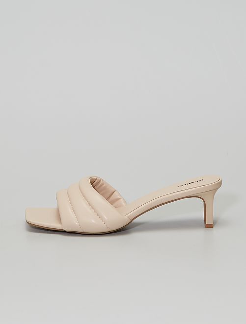 Mules con tacco in similpelle - BEIGE - Kiabi - 18.00€