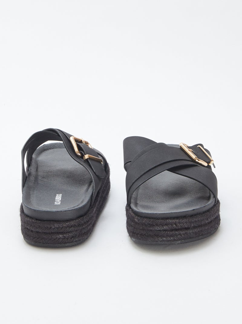 Mules con zeppa e suola in corda NERO - Kiabi