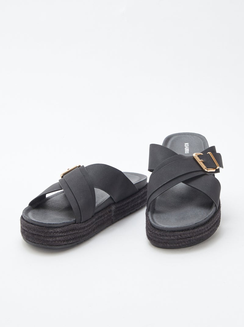 Mules con zeppa e suola in corda NERO - Kiabi