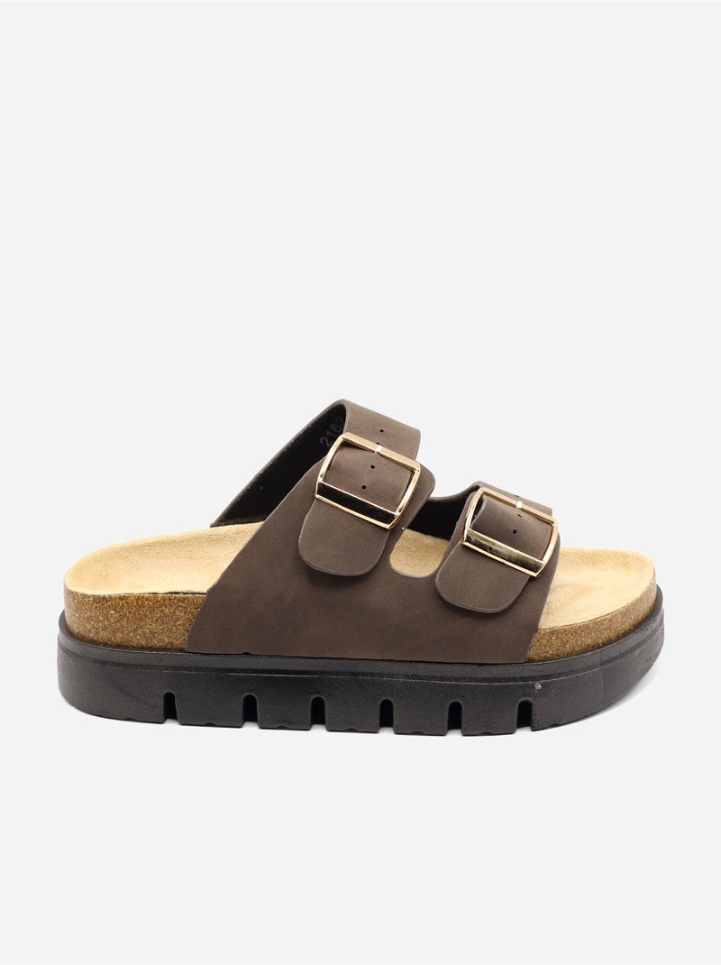 Mules con zeppa Marrone - Kiabi
