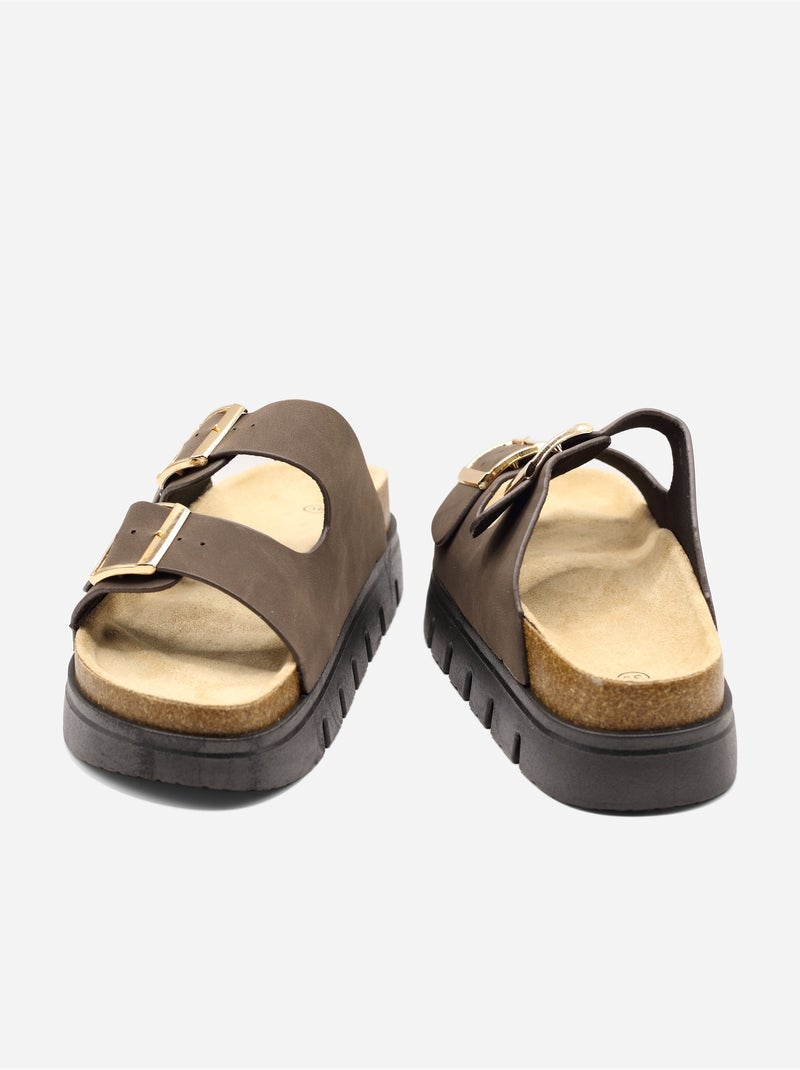 Mules con zeppa Marrone - Kiabi