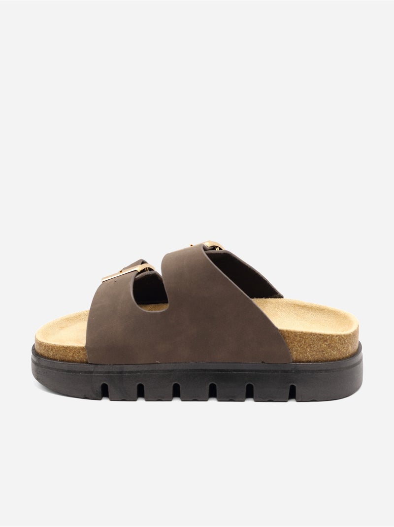 Mules con zeppa Marrone - Kiabi