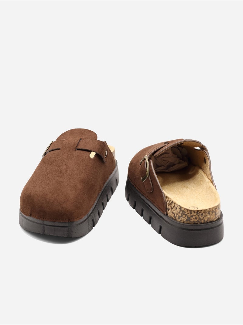 Mules con zeppa Marrone - Kiabi