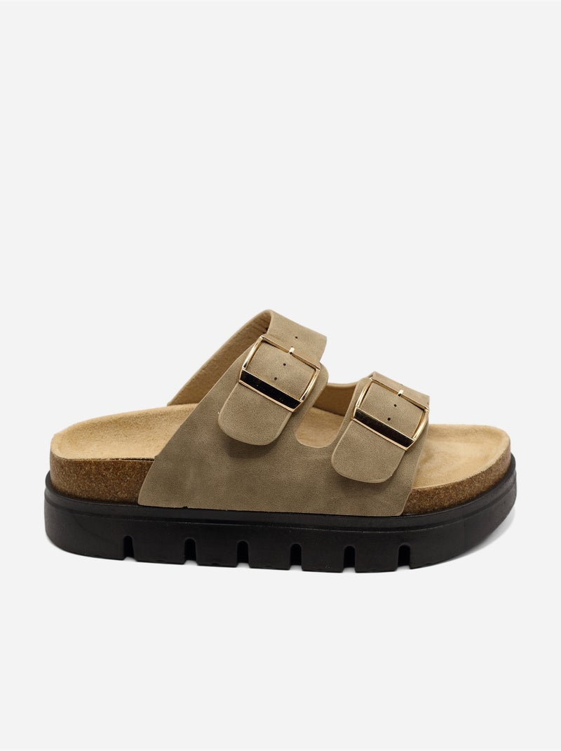 Mules con zeppa Tortora - Kiabi