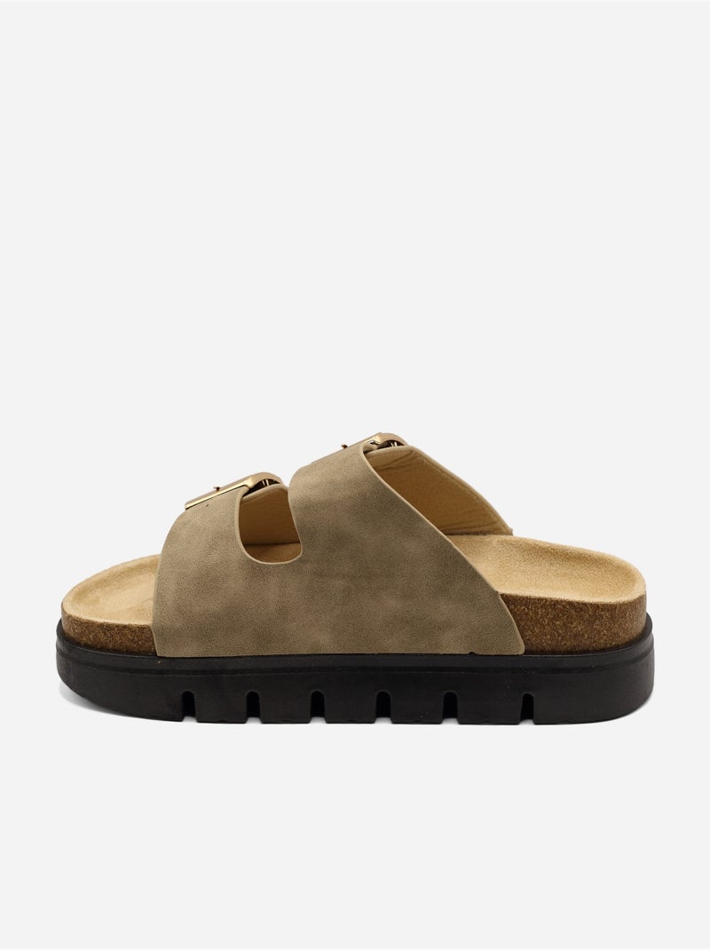 Mules con zeppa Tortora - Kiabi