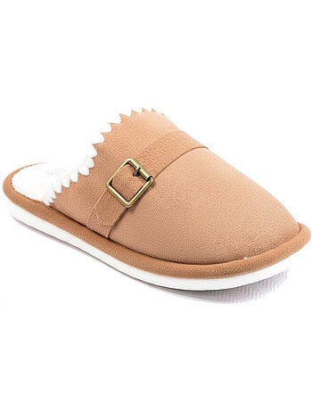 Mules donna camoscio ricamo scandinavo fodera pelliccia ozabi