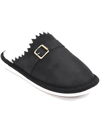 Mules donna camoscio ricamo scandinavo fodera pelliccia ozabi