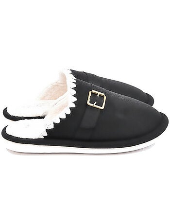 Mules donna camoscio ricamo scandinavo fodera pelliccia ozabi