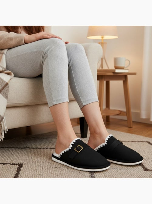 Mules donna camoscio ricamo scandinavo fodera pelliccia ozabi - Kiabi Mules donna camoscio ricamo scandinavo fodera pelliccia ozabi - Kiabi