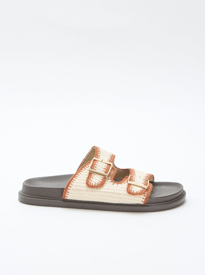 Mules doppie fasce con fibbia Beige - Kiabi