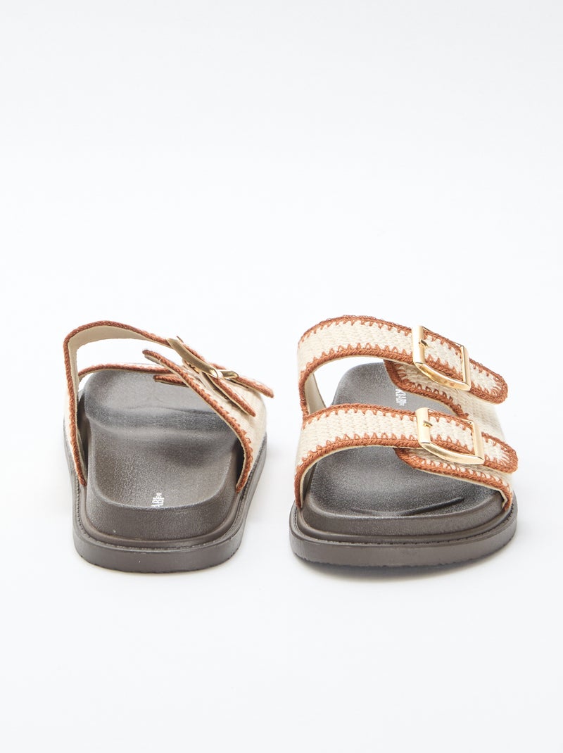 Mules doppie fasce con fibbia Beige - Kiabi