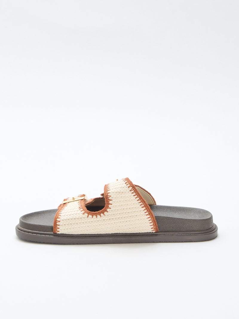 Mules doppie fasce con fibbia Beige - Kiabi