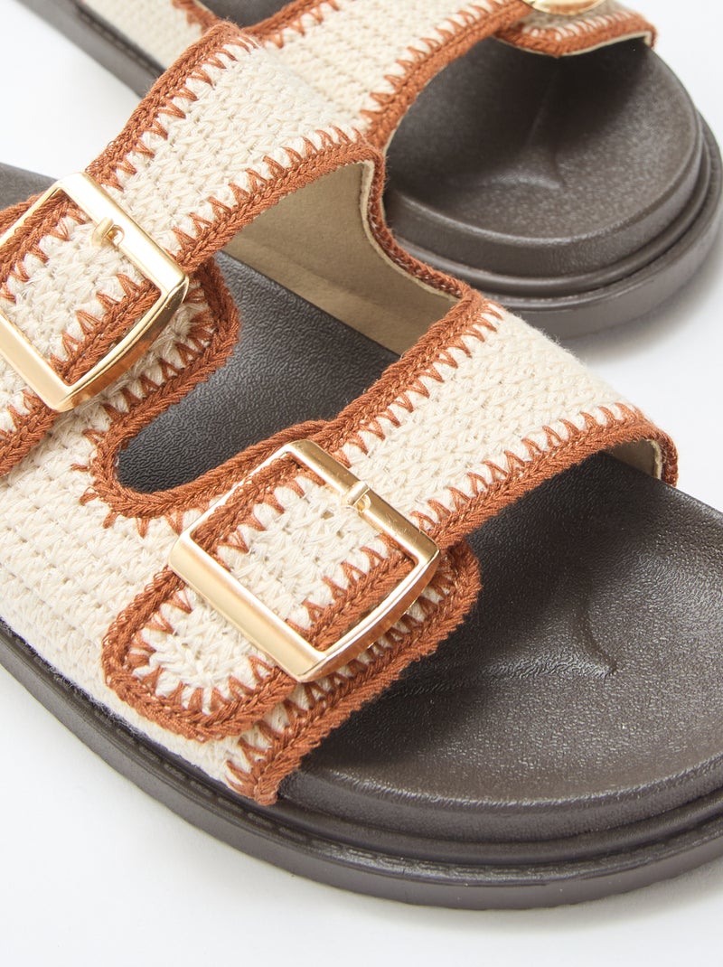 Mules doppie fasce con fibbia Beige - Kiabi