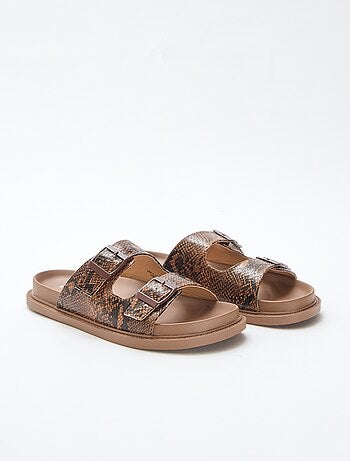 Mules dorate a doppia fascia