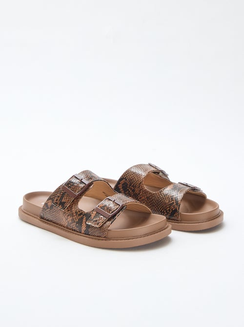 Mules dorate a doppia fascia - Kiabi